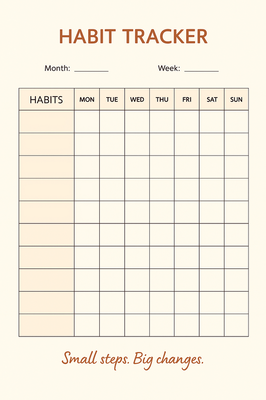 Habit Tracker Printable (A4 & US Letter) – ADHD-friendly Weekly Habit Tracker